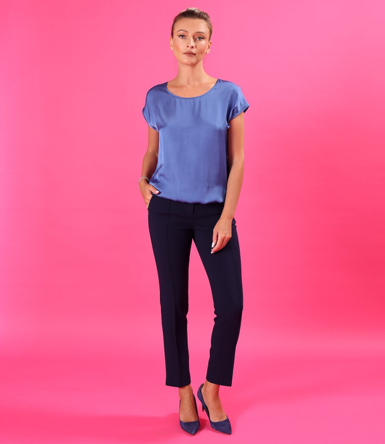 Elegant relaxed-fit satin viscose blouse