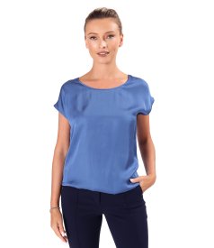 Elegant relaxed-fit satin viscose blouse