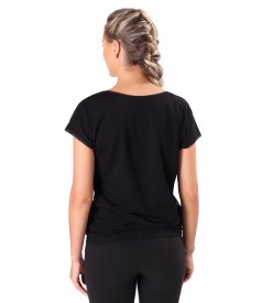 Relaxed-fit blouse with gold motif print front