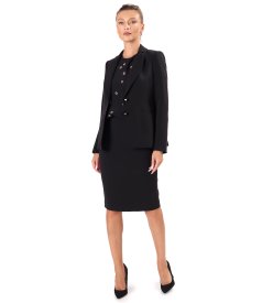 Office skirt in stretch fabric with viscose and Tencel