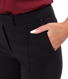 Pantaloni pana din stofa elastica cu viscoza si tencel