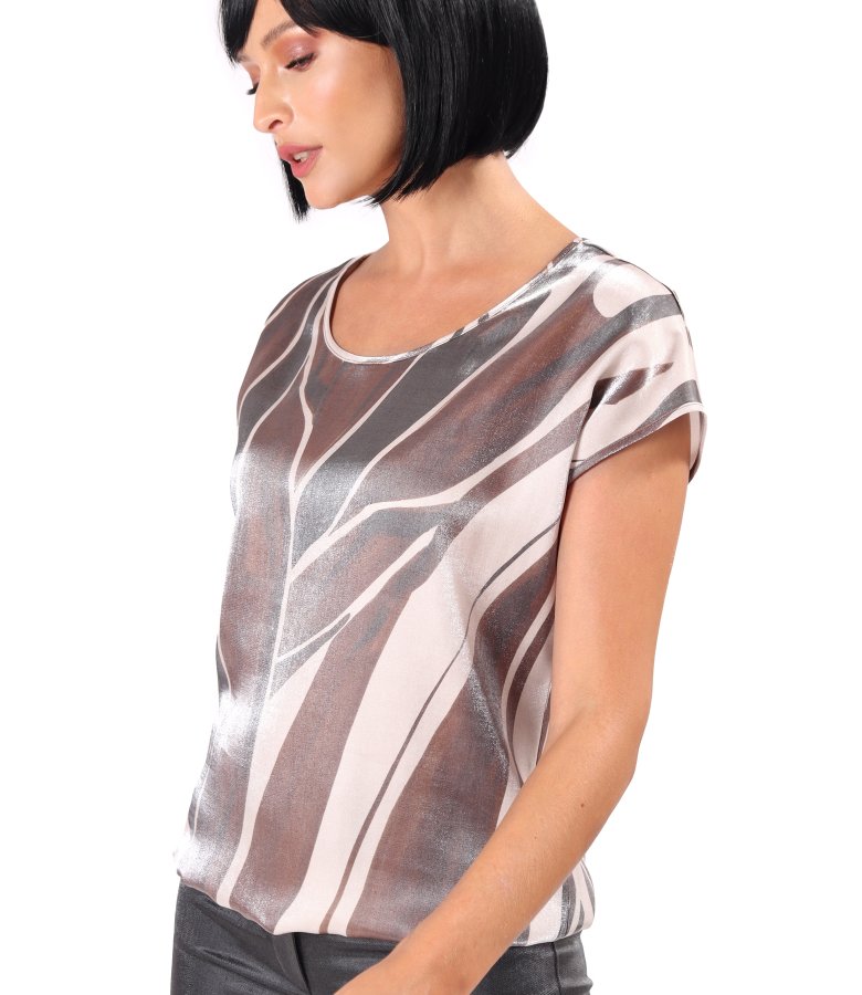 Elegant viscose organza blouse with a metallic effect