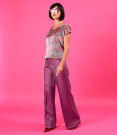 Bluza eleganta din organza plina de viscoza cu efect metalizat