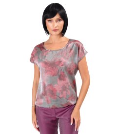 Bluza eleganta din organza plina de viscoza cu efect metalizat