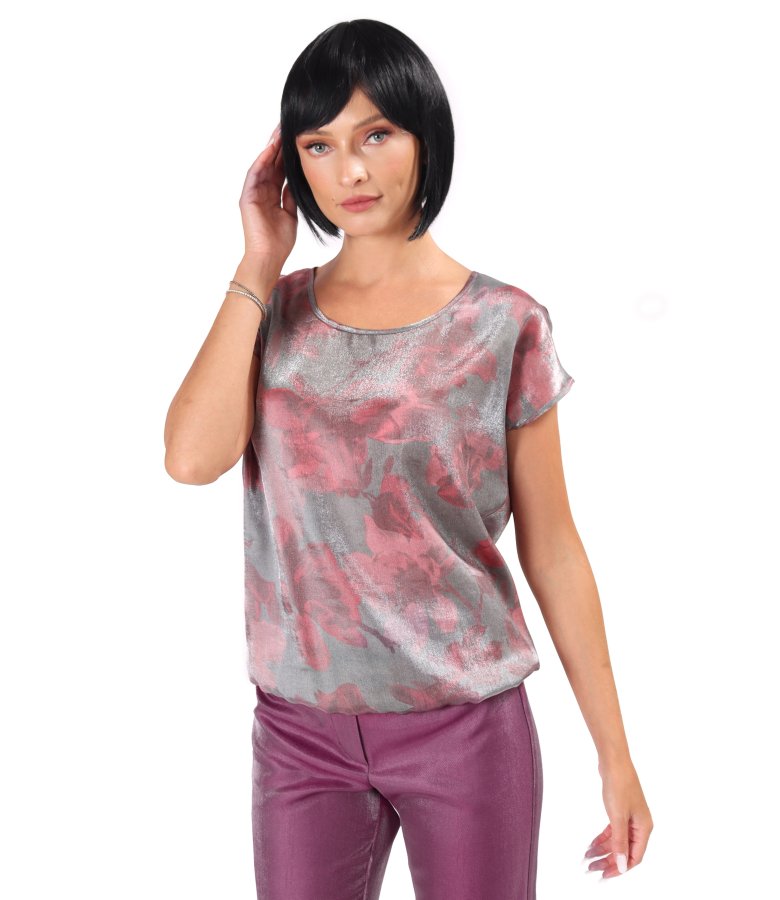 Elegant viscose organza blouse with a metallic effect