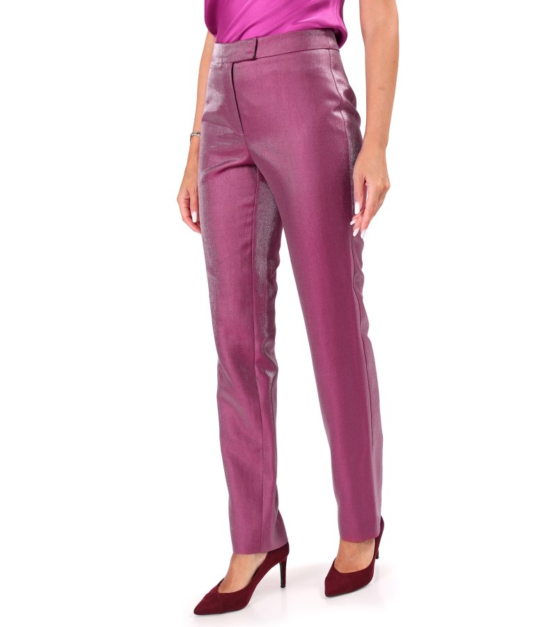 Slim-fit trousers in satin-look fabric