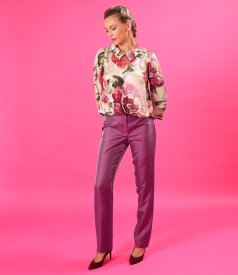 Slim-fit trousers in satin-look fabric