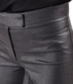 Pantaloni pana din tesatura cu aspect satinat