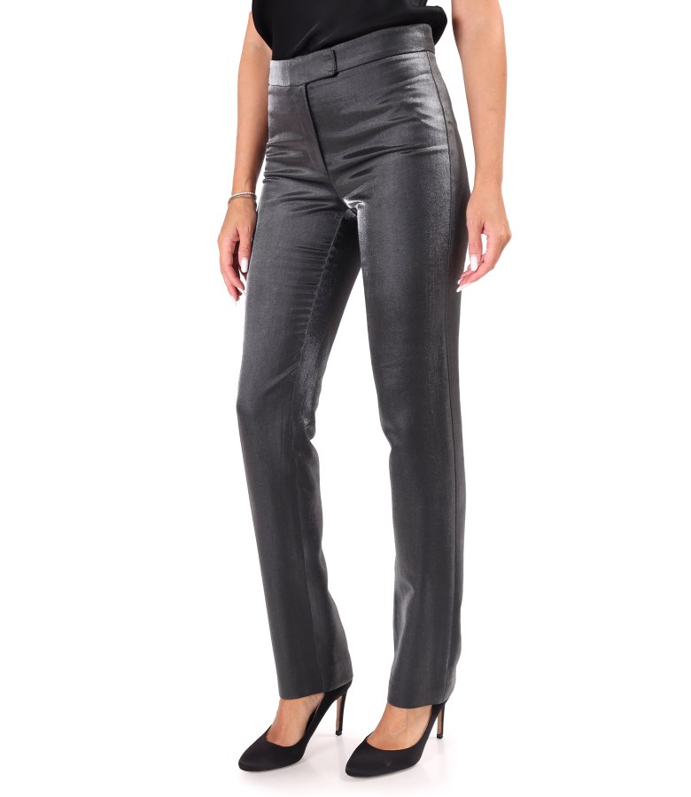 Slim-leg trousers in satin-look fabric