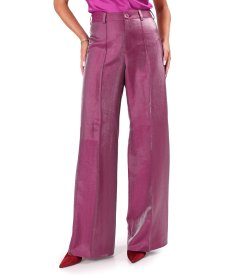 Pantaloni largi din tesatura cu aspect satinat