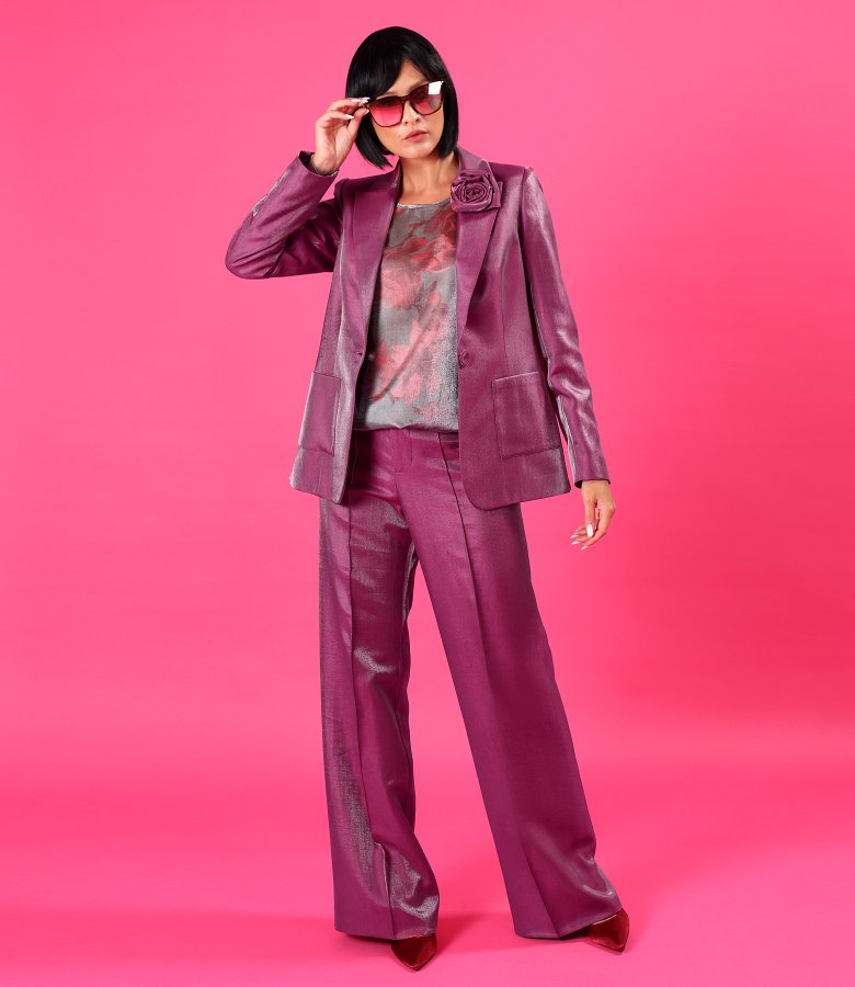 Wide-leg trousers in satin-look fabric
