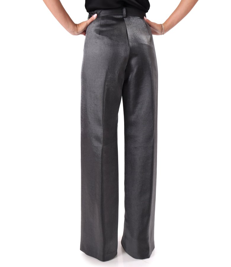 Wide-leg trousers in satin-look fabric