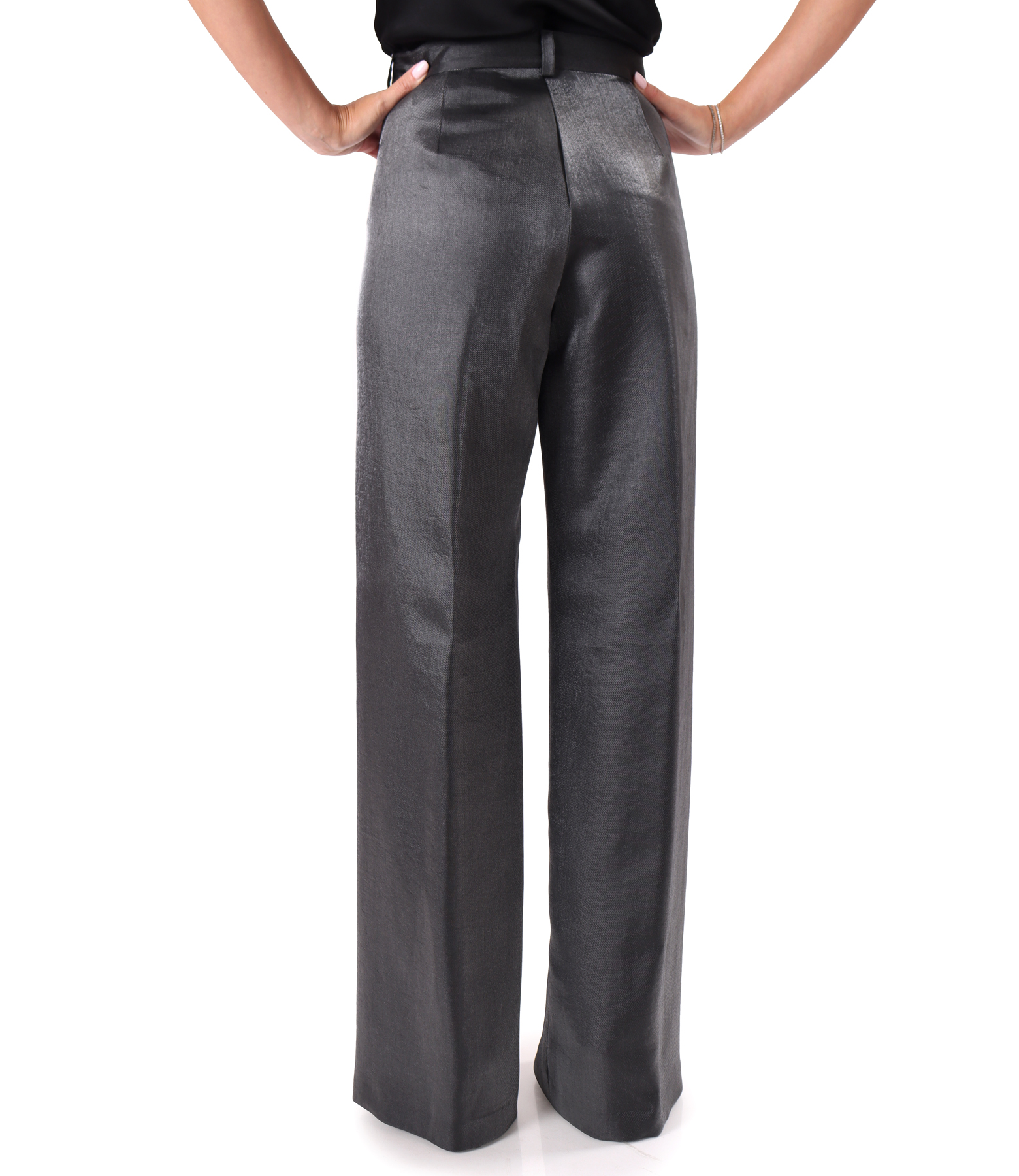 Wide-leg trousers in satin-look fabric