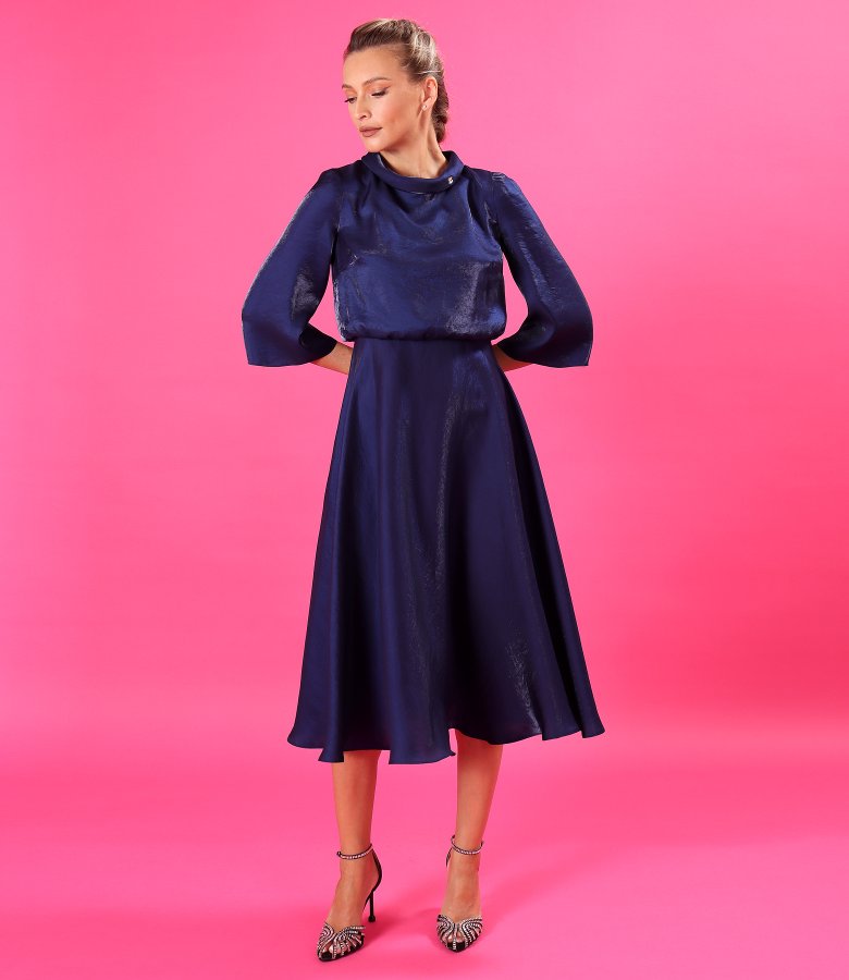 Midi dress in satin fabric