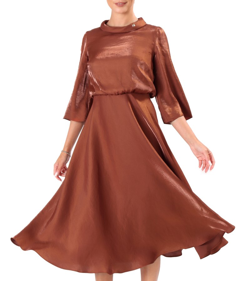 Midi dress in satin fabric