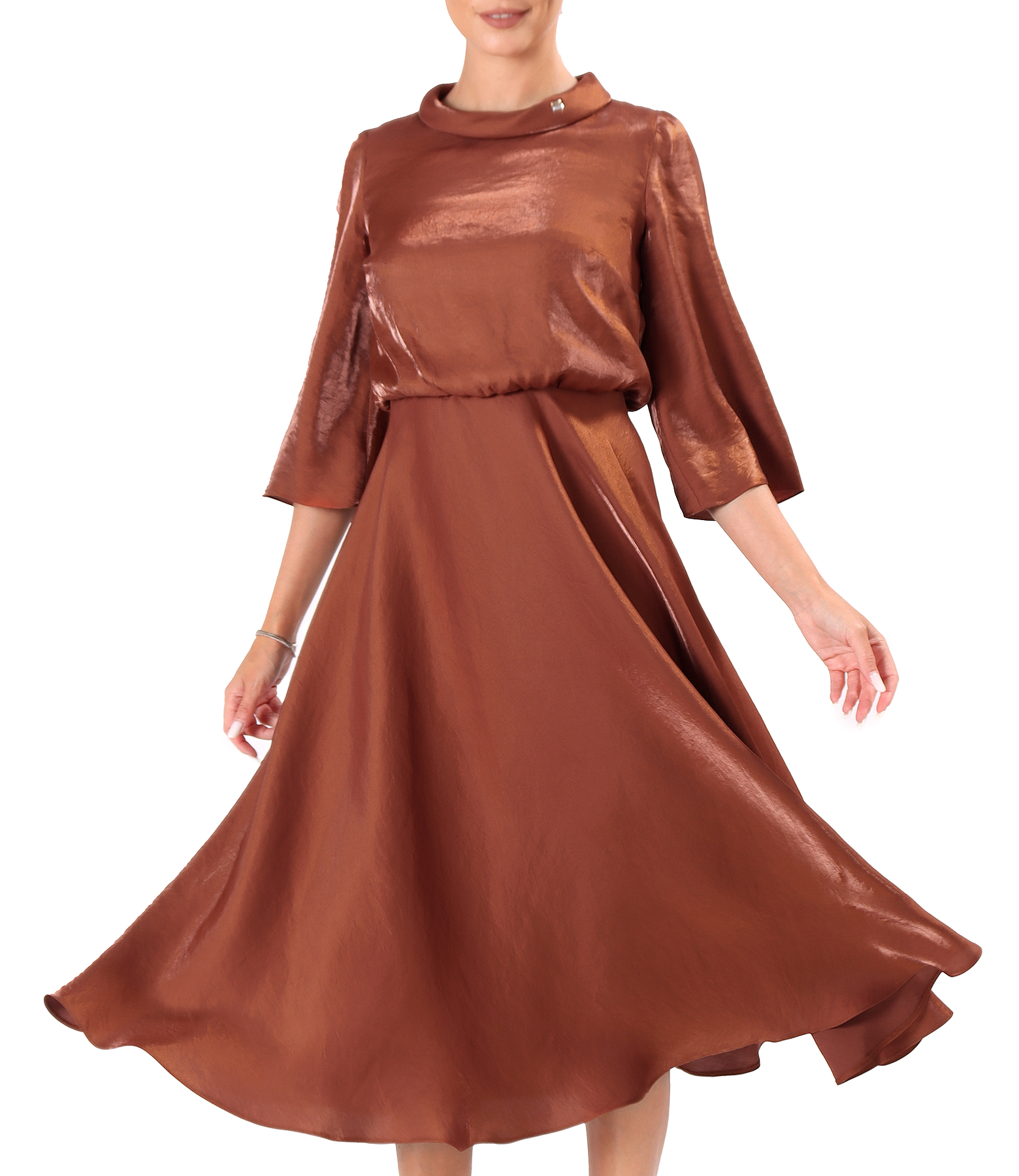 Midi dress in satin fabric