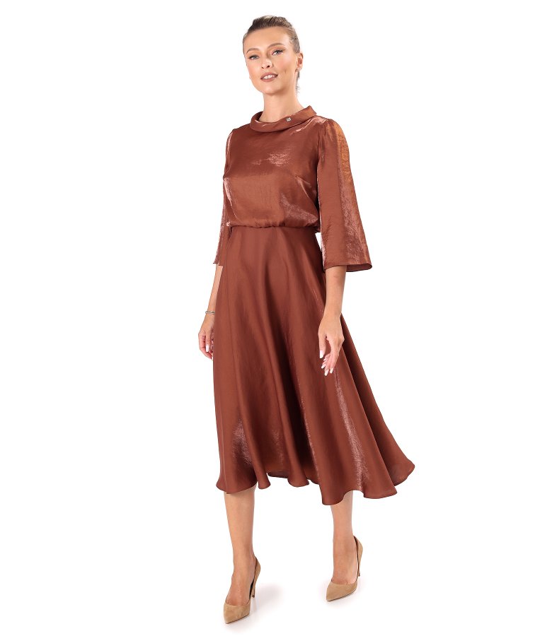 Midi dress in satin fabric
