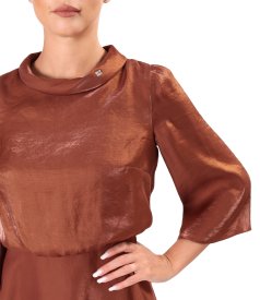 Midi dress in satin fabric