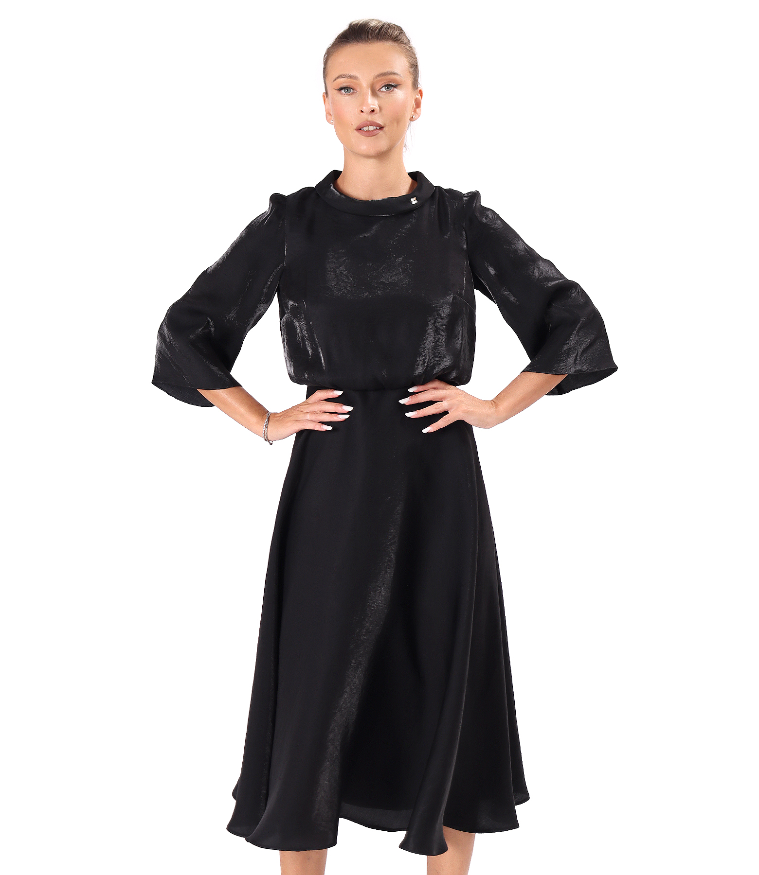 Midi dress in satin fabric