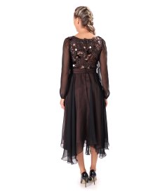 Midi chiffon dress with sequin bodice