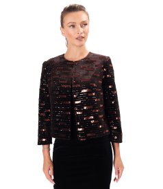 Stretch velvet bolero with sequins