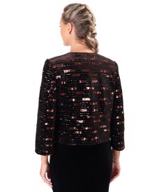 Stretch velvet bolero with sequins