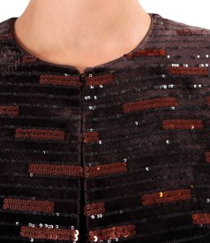 Stretch velvet bolero with sequins