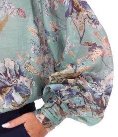 Elegant floral-print Tencel blouse