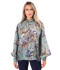 Elegant floral-print Tencel blouse