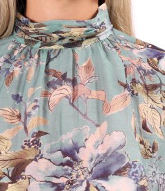 Elegant floral-print Tencel blouse
