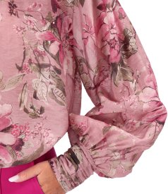 Elegant floral-print Tencel blouse