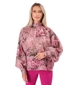 Elegant floral-print Tencel blouse