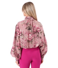 Elegant floral-print Tencel blouse