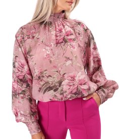 Elegant floral-print Tencel blouse