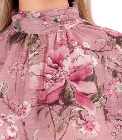 Elegant floral-print Tencel blouse