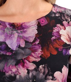 Thick stretch jersey blouse in floral print