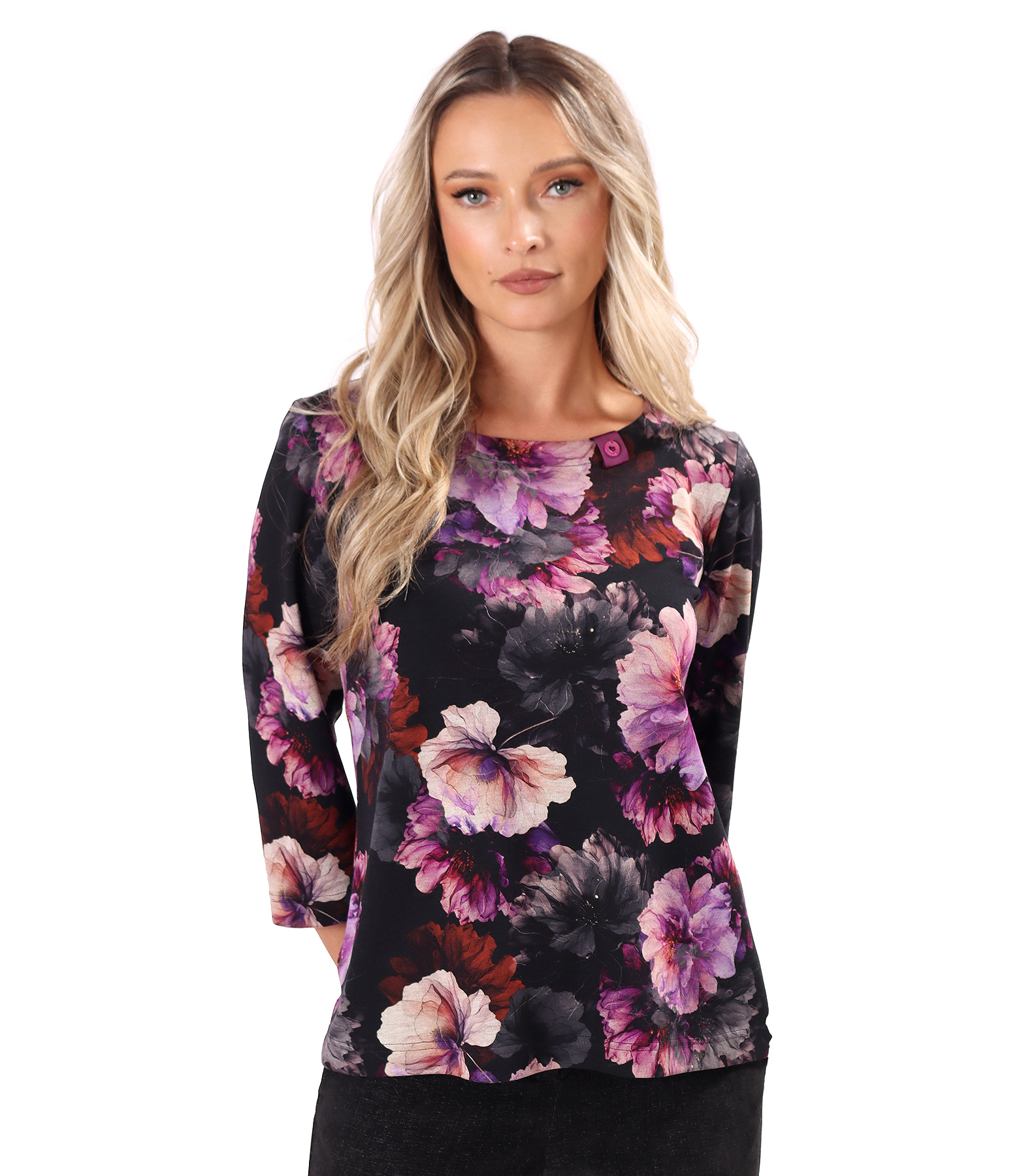 Thick stretch jersey blouse in floral print