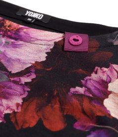 Thick stretch jersey blouse in floral print