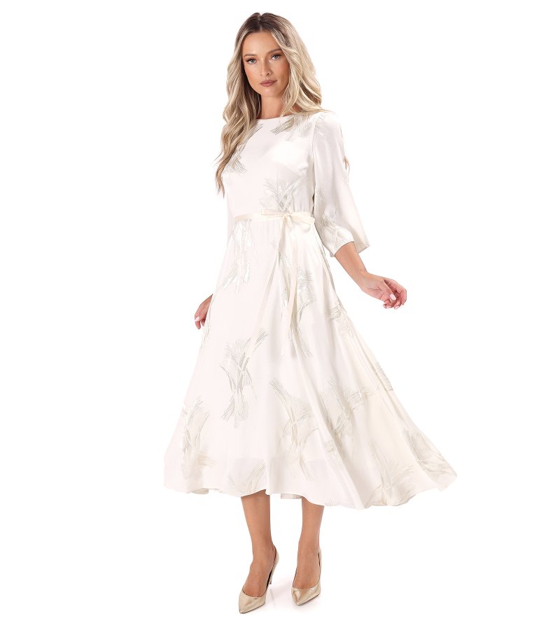 Midi dress in viscose with metallic yarn