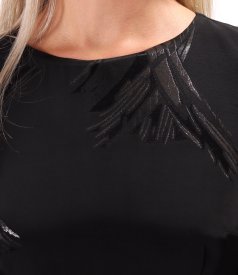 Midi dress in viscose with metallic yarn