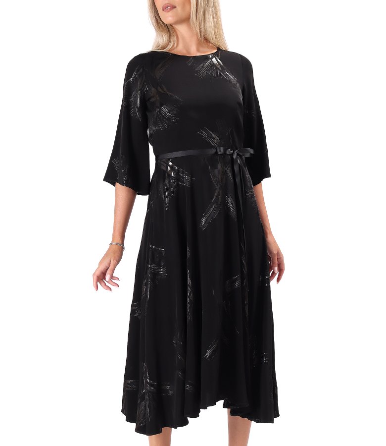 Midi dress in viscose with metallic yarn