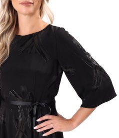 Midi dress in viscose with metallic yarn