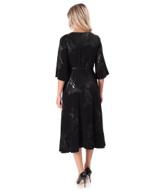 Midi dress in viscose with metallic yarn