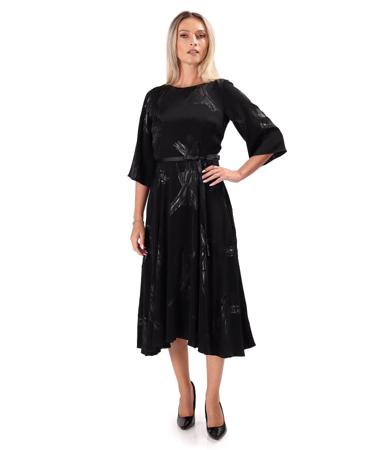 Midi dress in viscose with metallic yarn