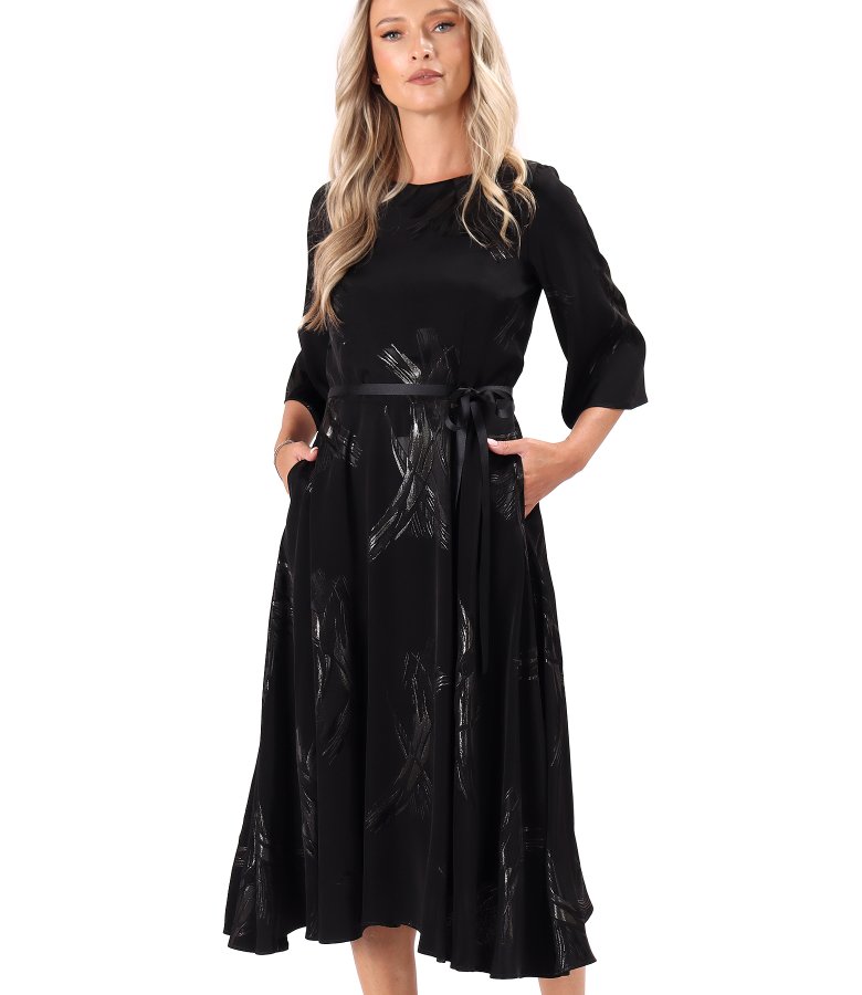 Midi dress in viscose with metallic yarn