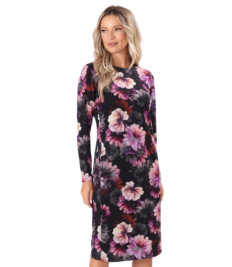 Elegant dress in heavy stretch jersey with floral print