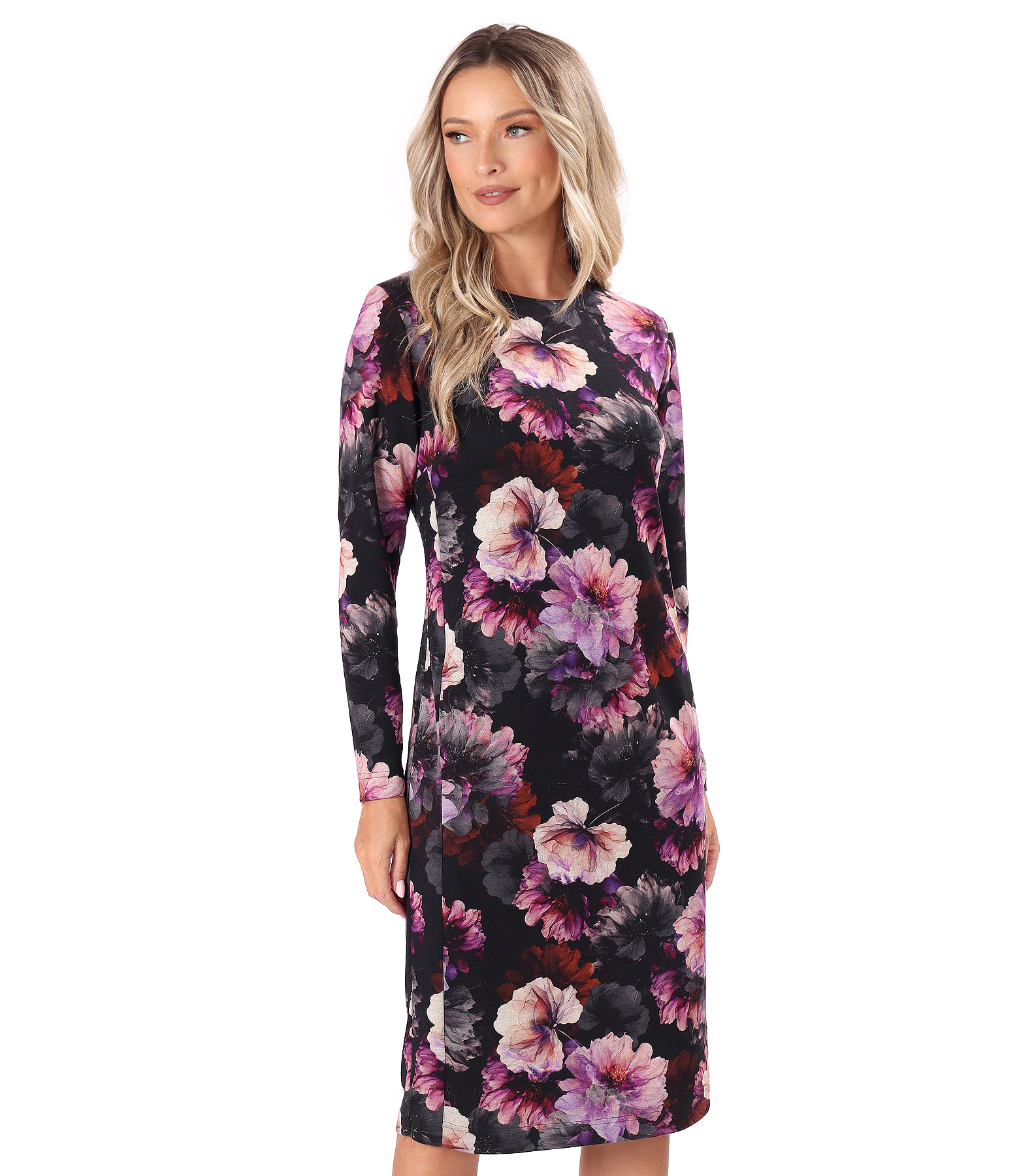 Elegant dress in heavy stretch jersey with floral print