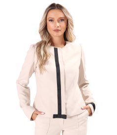 Office jacket with contrasting decorative trim