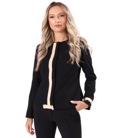 Office jacket with contrasting decorative trim
