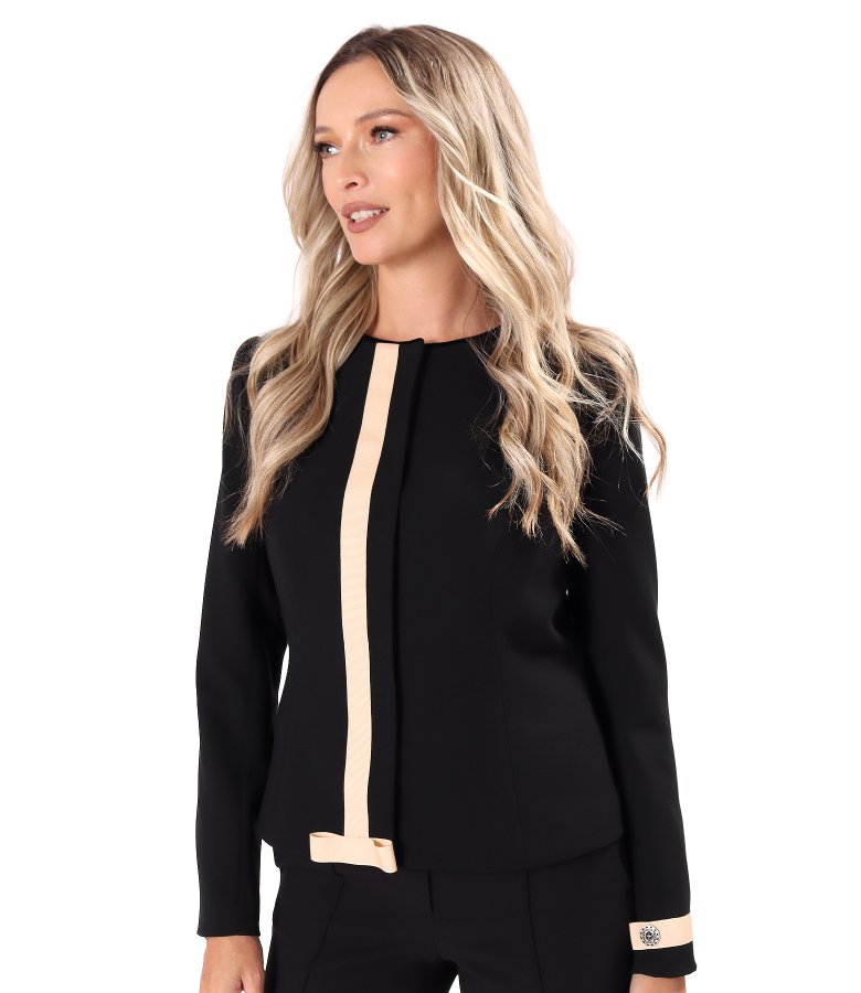 Office jacket with contrasting decorative trim